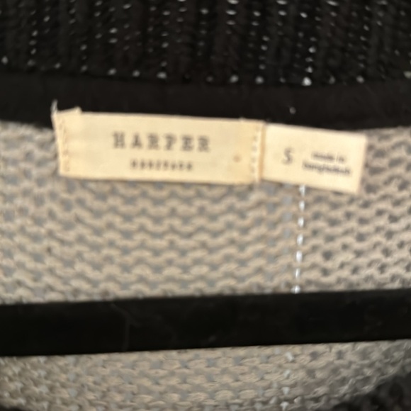 Harper Black White and Gray Color Block Sweater Small - Picture 2 of 5